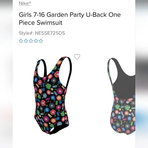 Nike Kids Swim One Piece - Black with Multicolor Floral